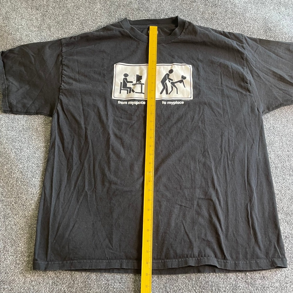 Vintage MrUnderground From MySpace To MyPlace Graphic TShirt Mens XL Black Humor - Picture 4 of 7